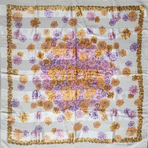 Auth Dior Daisy Floral Silk Scarf
